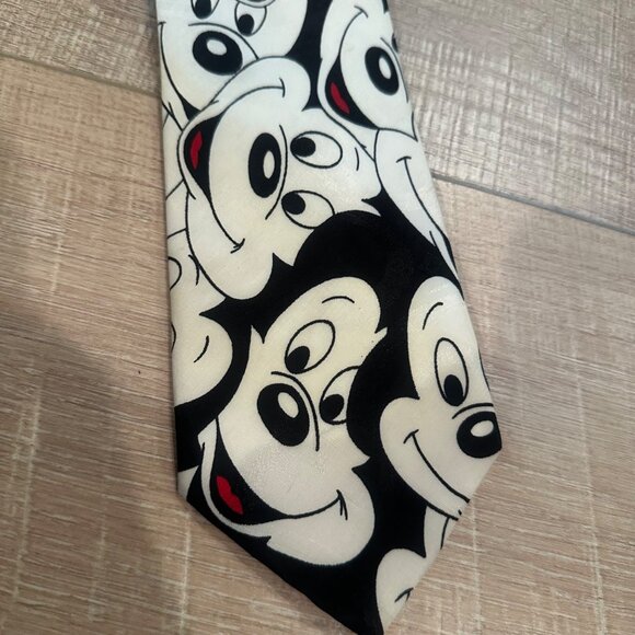BALANCE HOT CAKES MENS TIE DISNEY MICKEY MOUSE BLACK WHITE - Picture 2 of 4